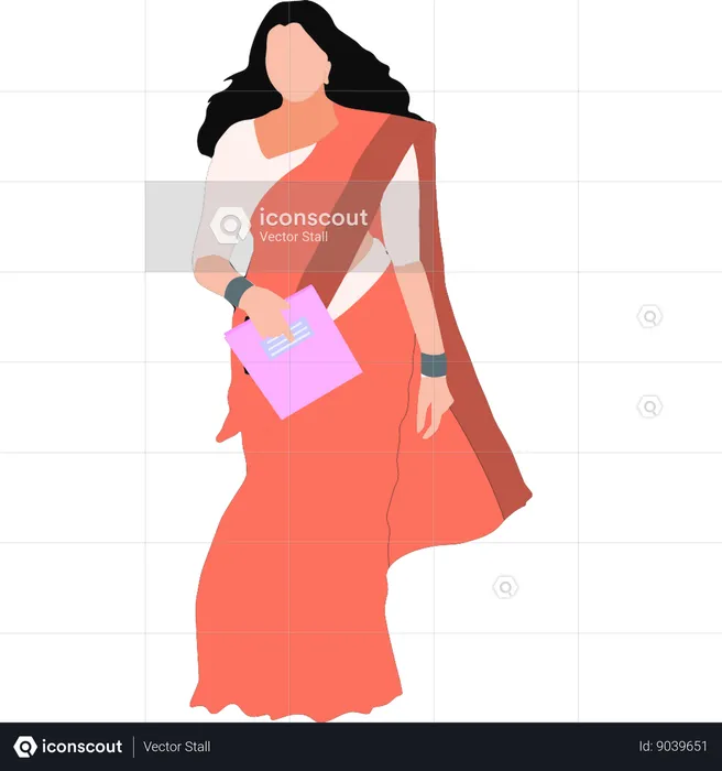 Femme indienne portant un tissu traditionnel culturel  Illustration