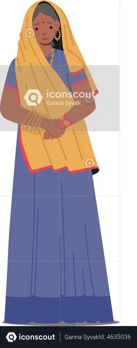 Femme indienne âgée  Illustration