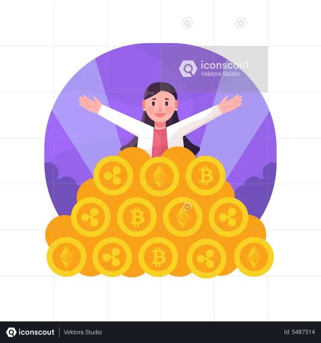Investisseur féminin en crypto  Illustration