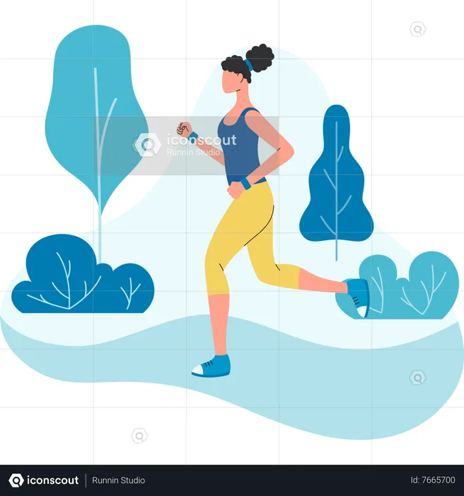 Femme faisant du jogging dans le parc  Illustration