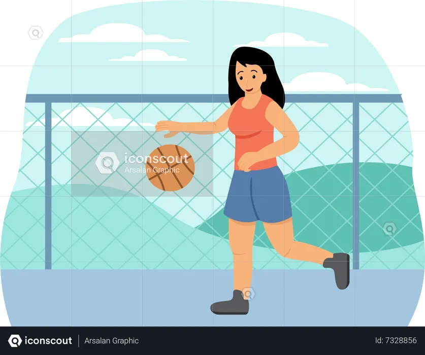 Femme jouant au basket  Illustration