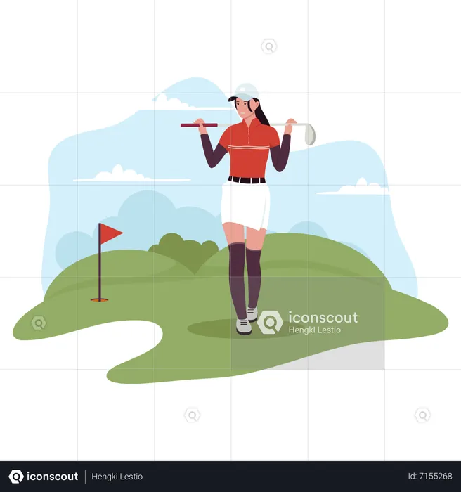 Femme jouant au golf  Illustration