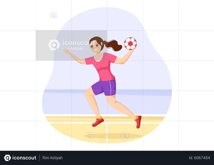 Femme jouant au handball  Illustration