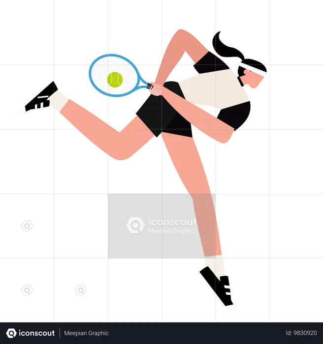 Femme jouant au tennis en compétition  Illustration