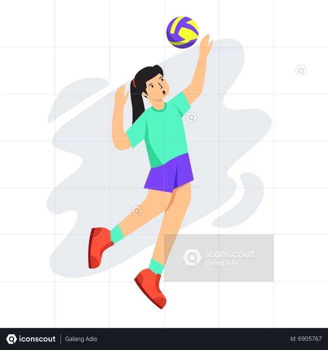 Femme jouant au volley-ball  Illustration