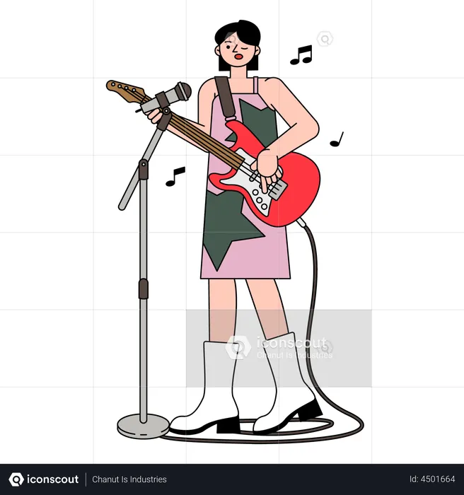 Femme jouant de la guitare  Illustration