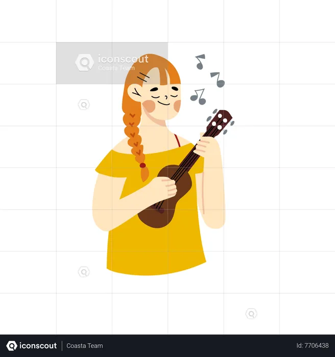 Femme jouant de la guitare  Illustration