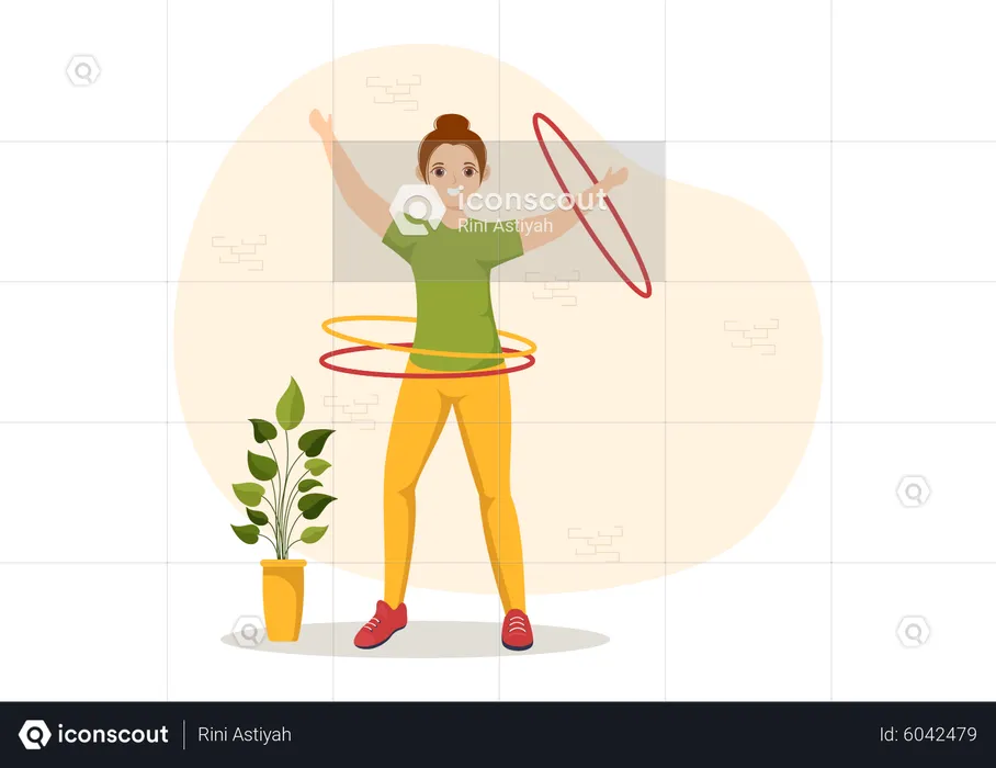 Femme jouant au Hula Hoop  Illustration