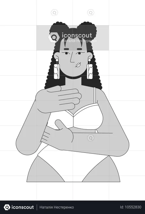 Femme latino-américaine en bikini s'examinant  Illustration