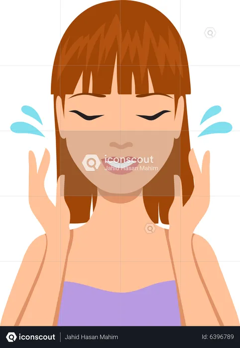 Femme se lavant le visage  Illustration