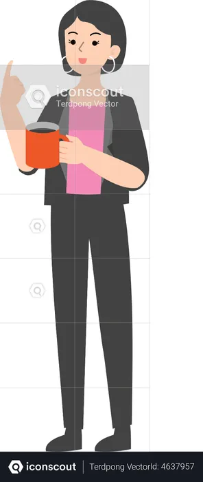 Femme manager debout avec une tasse de café  Illustration