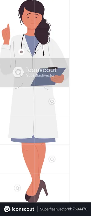 Femme médecin tenant une ordonnance  Illustration