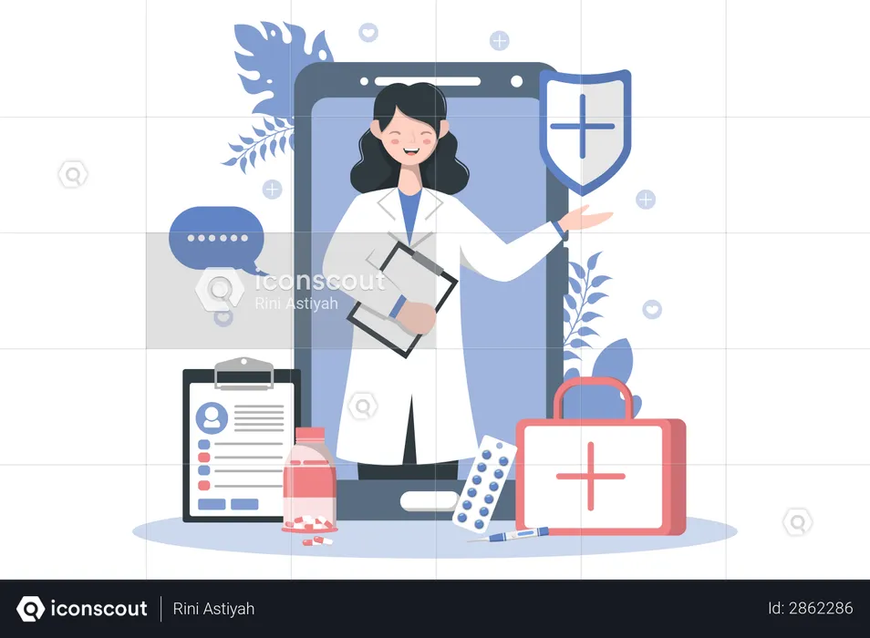 Femme médecin donnant des informations médicales  Illustration