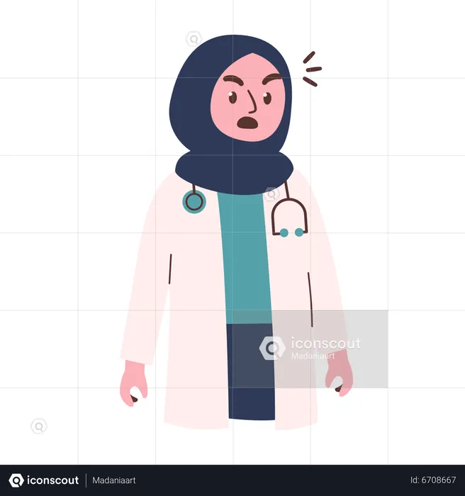 Femme médecin en colère  Illustration