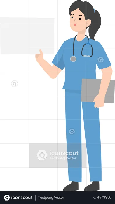 Femme médecin montrant une carte vierge  Illustration