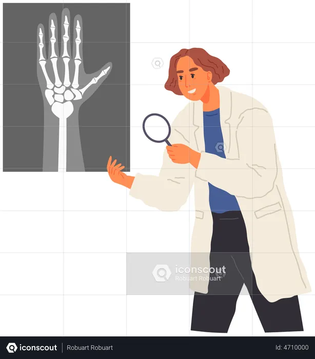 Femme médecin regardant une radiographie  Illustration