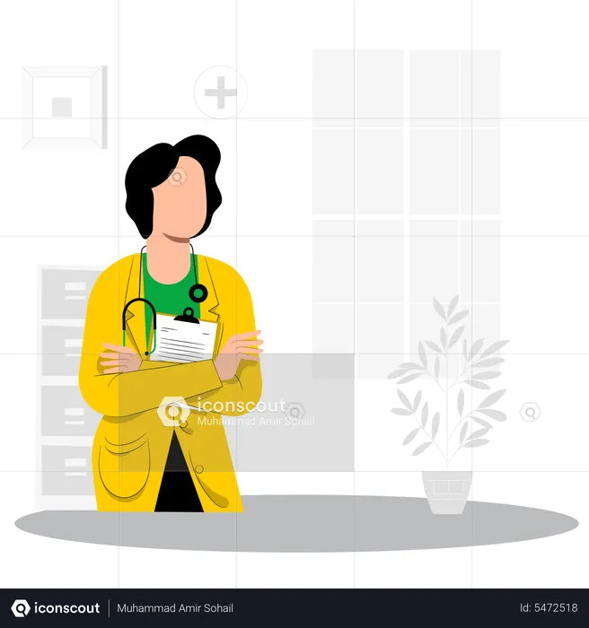 Femme médecin travaillant à l’intérieur de l’hôpital  Illustration