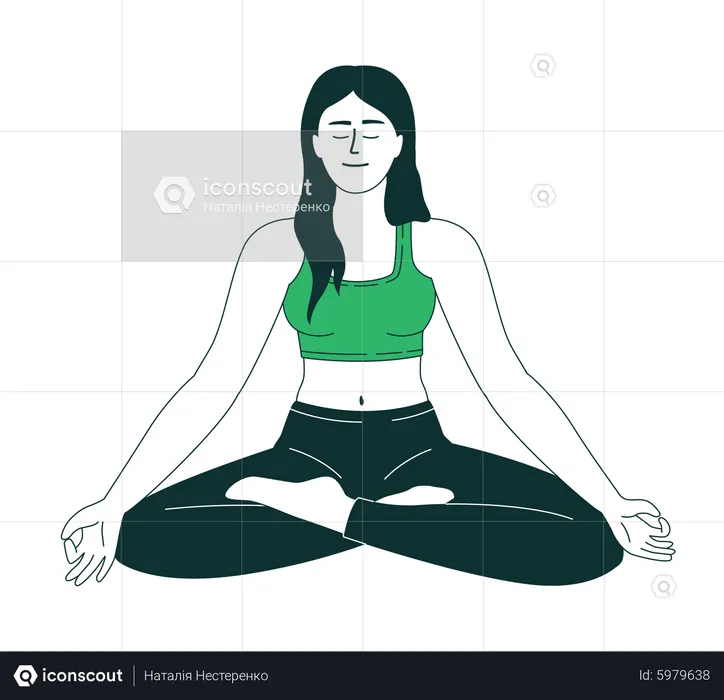 Femme méditant dans la pose du lotus  Illustration