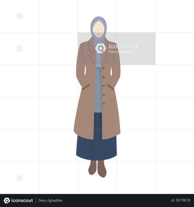 Femme musulmane en manteau  Illustration