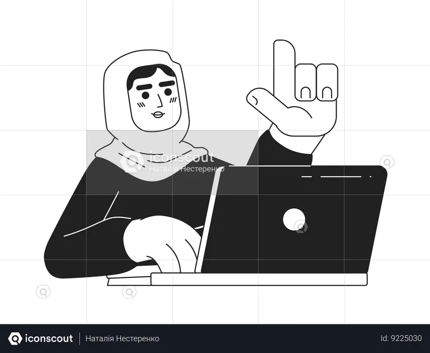 Femme musulmane en hijab au travail  Illustration