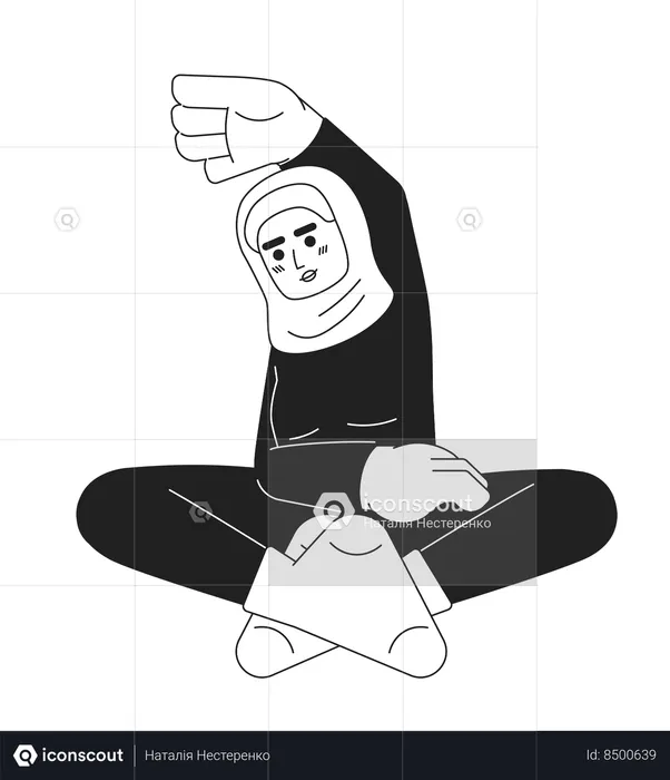 Femme musulmane exerçant sa flexibilité  Illustration