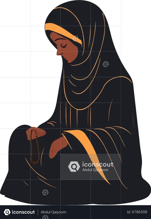 Femme musulmane tenant le Tasbih  Illustration