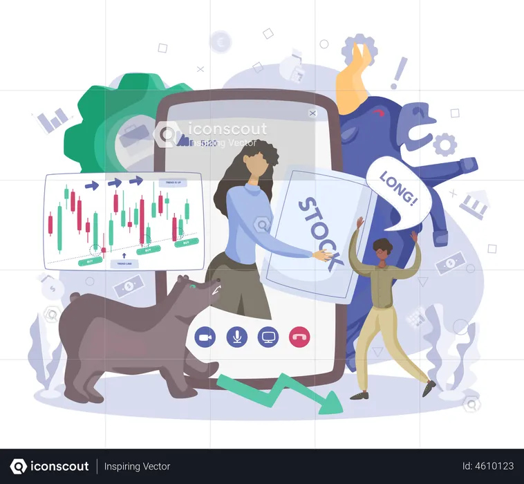 Femme négociant en bourse  Illustration