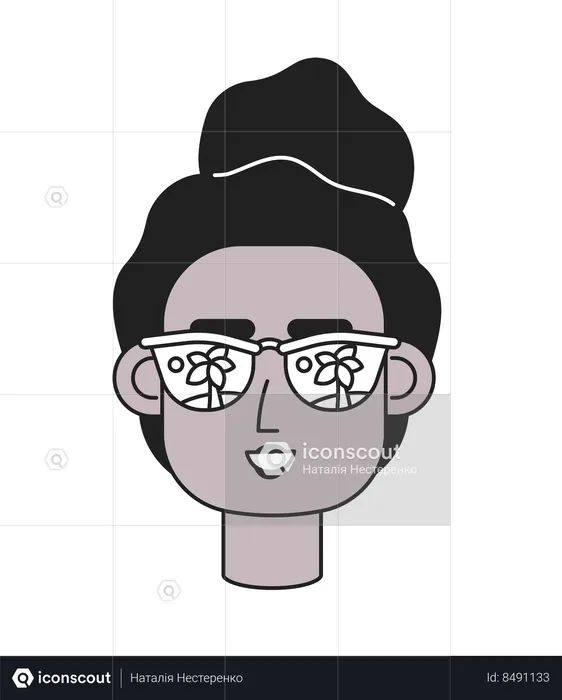 Lunettes de soleil femme noire souriant avec afro  Illustration