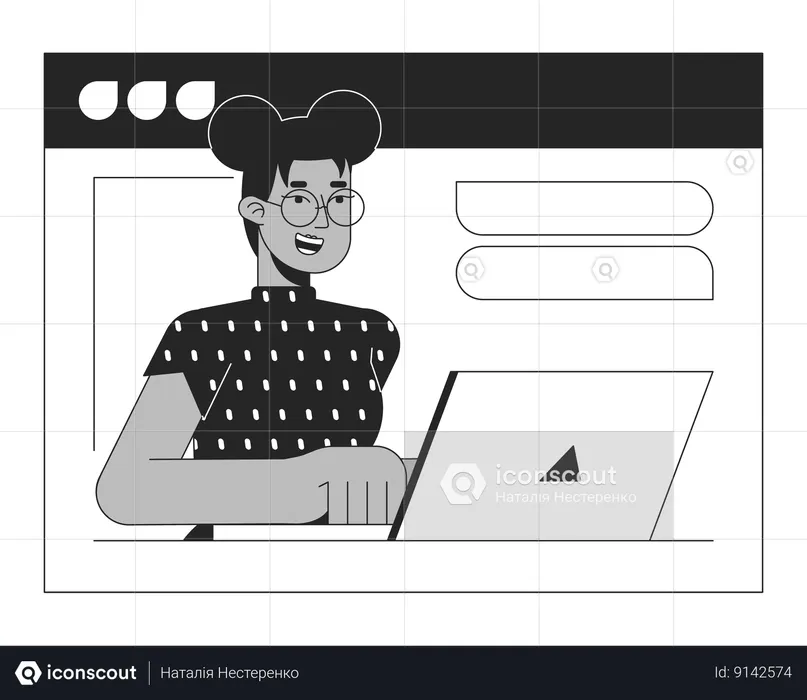 Femme noire lors d'une réunion Web  Illustration