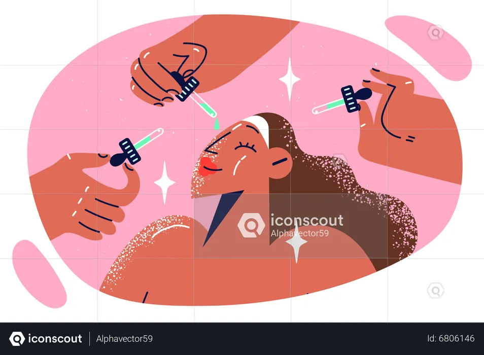 Femme recevant un traitement de beauté du visage  Illustration