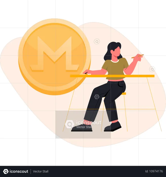 Une femme parle de la pièce Monero  Illustration