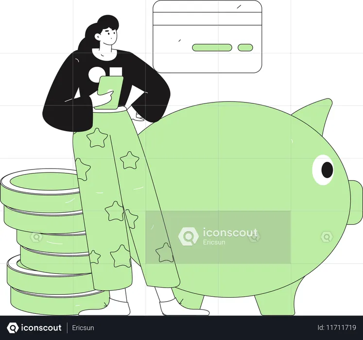 Femme payant une facture de carte de crédit  Illustration