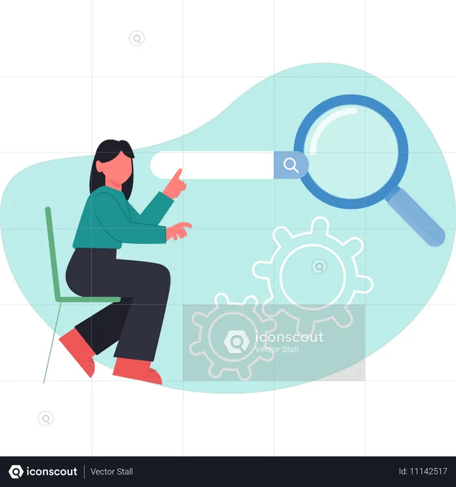 Femme pointant la barre de recherche  Illustration