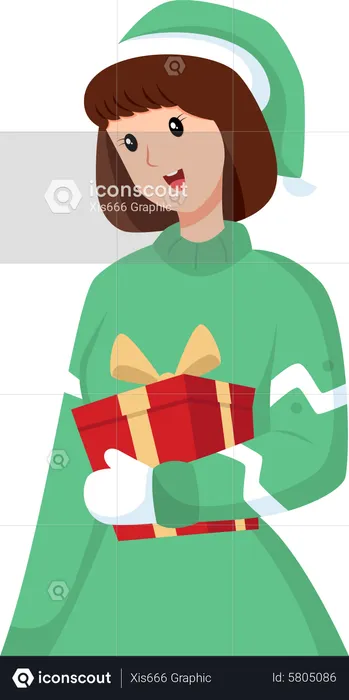 Femme portant un costume de Noël  Illustration