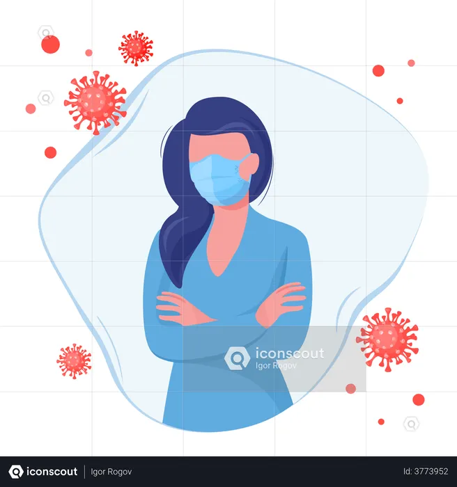 Femme portant un masque facial par précaution corona  Illustration