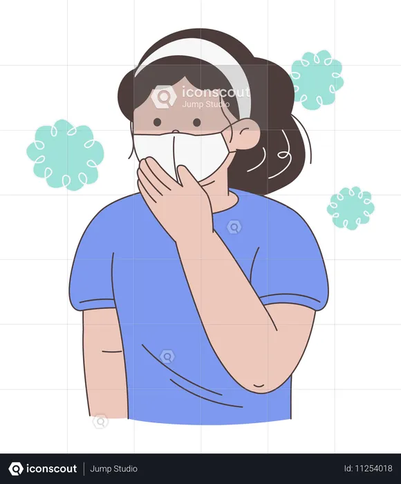 Une femme porte un masque pour des raisons de sécurité sanitaire  Illustration