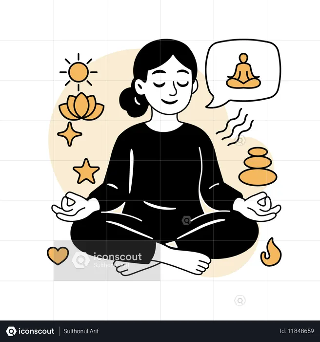 Femme pratiquant la méditation de pleine conscience  Illustration