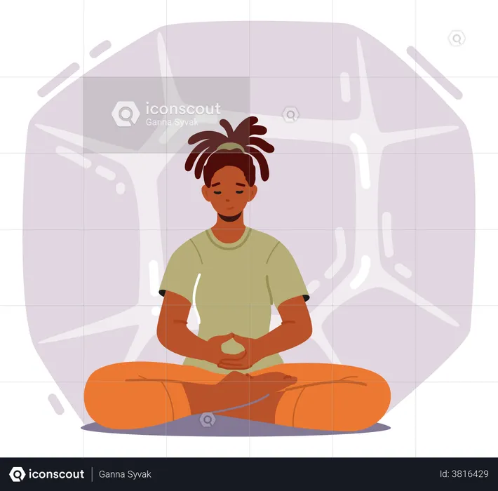 Femme pratiquant la méditation yoga  Illustration