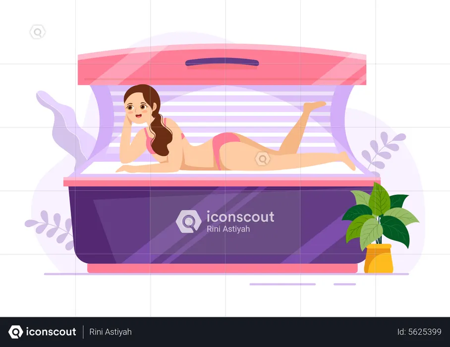 Femme prenant une procédure de bronzage  Illustration