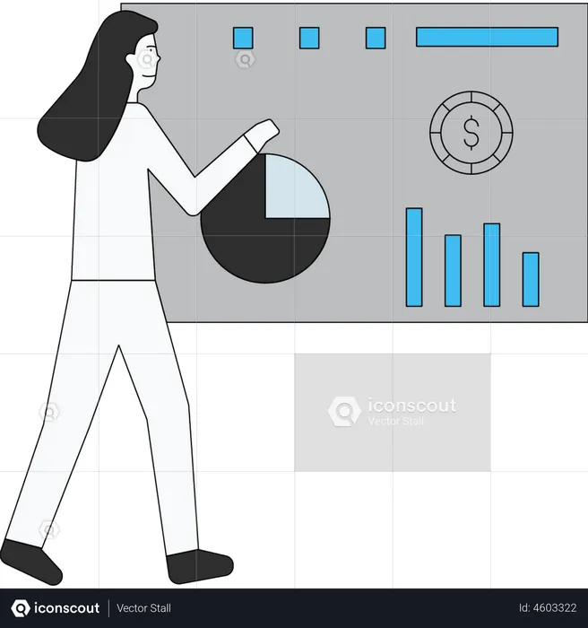 Femme présentant une analyse marketing  Illustration