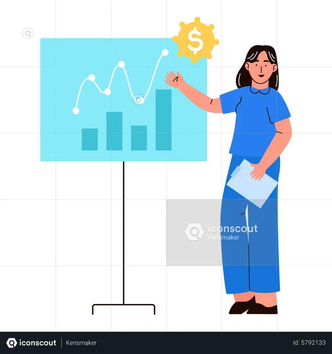 Femme présentant le rapport financier  Illustration