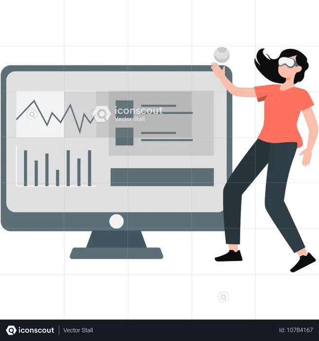 Une femme présente un tableau financier  Illustration