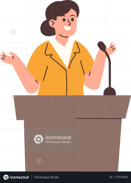 Femme prononçant un discours  Illustration