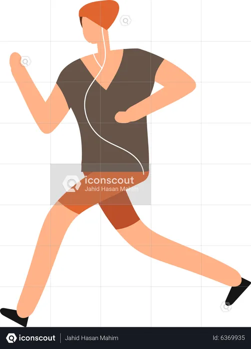 Femme qui court tout en portant des écouteurs  Illustration