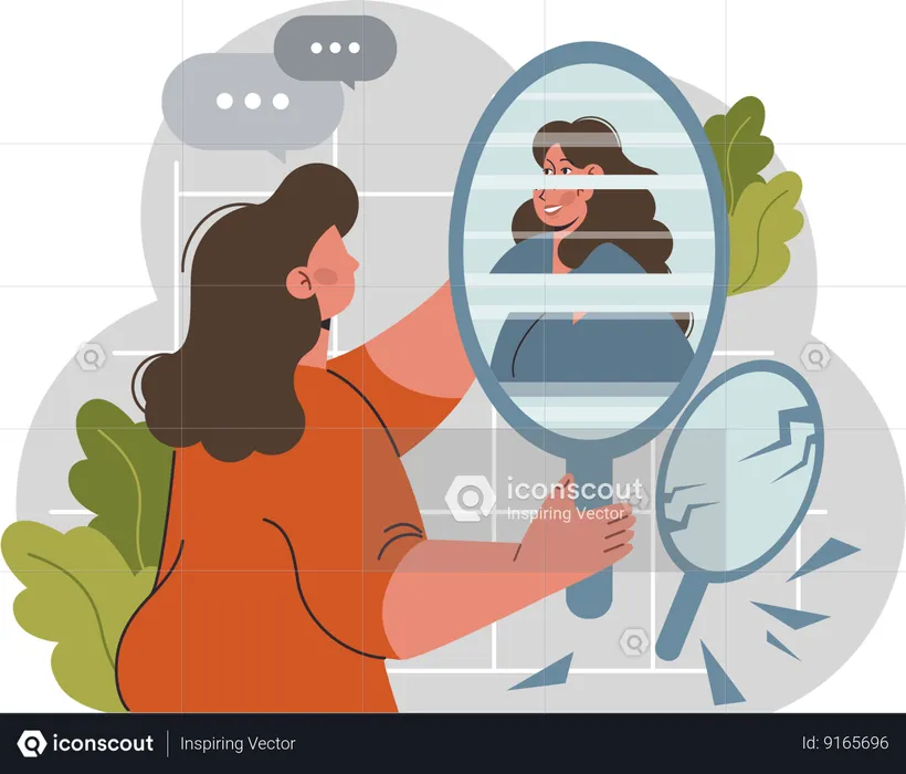 Femme se regardant dans un miroir  Illustration