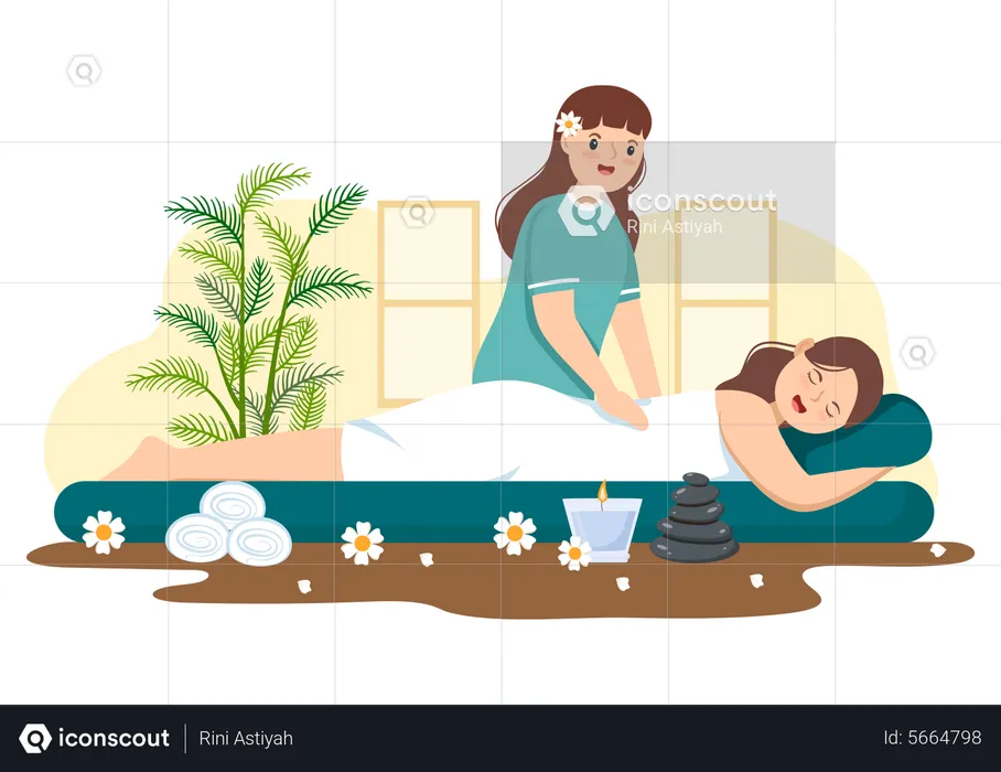 Femme recevant un massage  Illustration