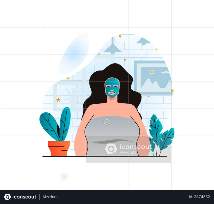 Femme recevant un soin du visage au spa  Illustration