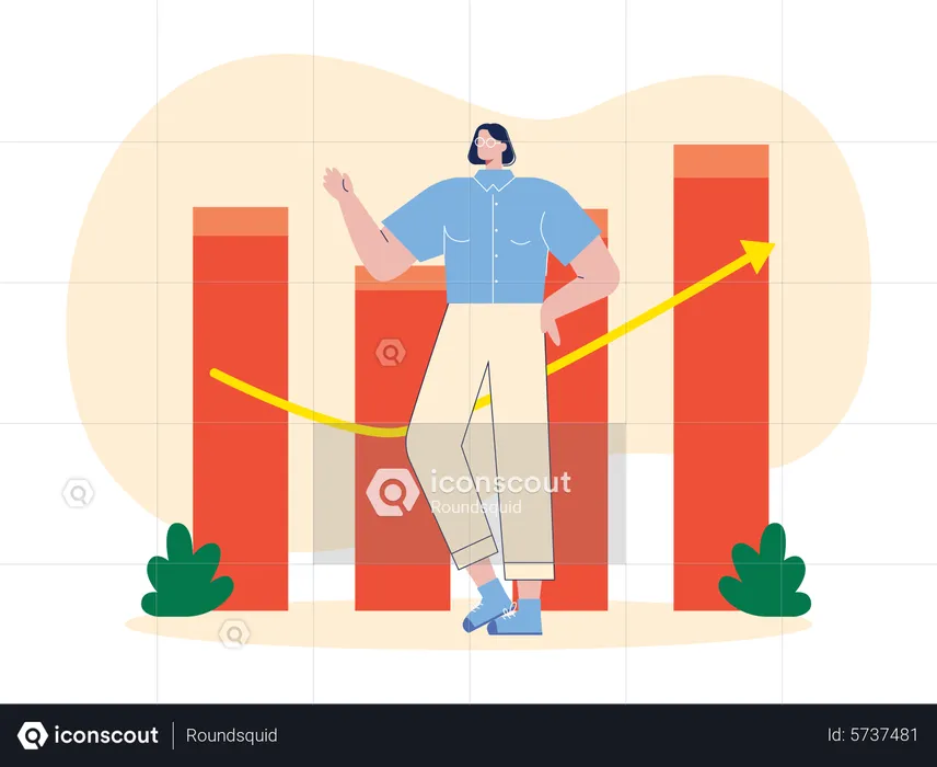 Femme regardant la courbe de croissance  Illustration