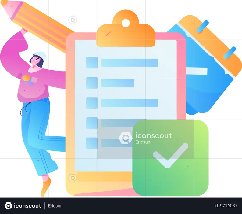 Une femme remplit les détails de kyc à l'entreprise  Illustration