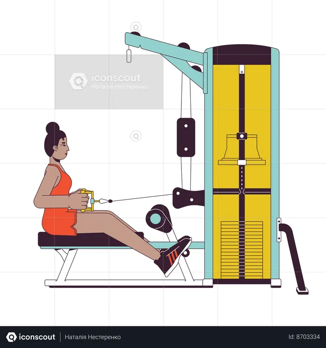 Femme saisissant la fixation du câble sur la machine  Illustration